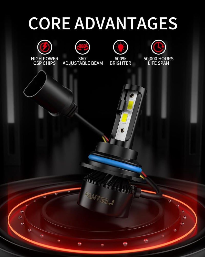FANTELI 𝟗𝟎𝟎𝟒/𝐇𝐁𝟏 Bulbs, 34000LM 800% Brighter, Backup Plug & Play 6500K Cool White, IP68 Waterproof Quick Install, Pack of 2, Interior Off Road Lights - Image 2